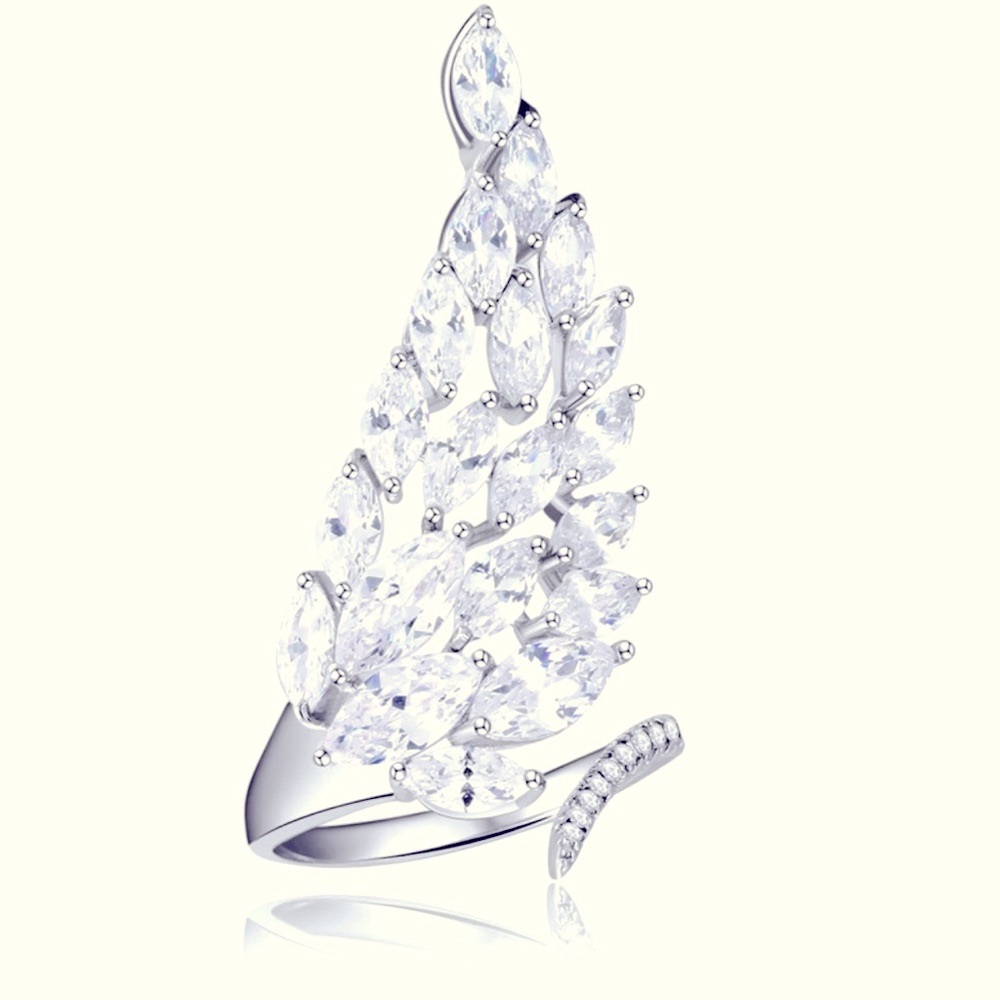 White Gold Plated Diamond Angel Wing